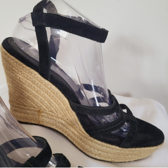 UGG Lauri Suede Espadrille Platform Wedge Sandals Strappy Size 10 - Picture 2 of 13